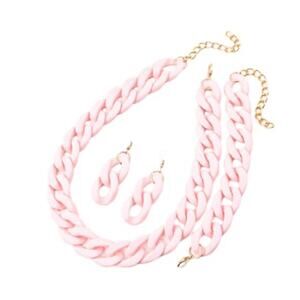 Fuqimanman2020 3 PCS Macaron Chunky Jewelry Set Acrylic Exaggerate Necklace Brac